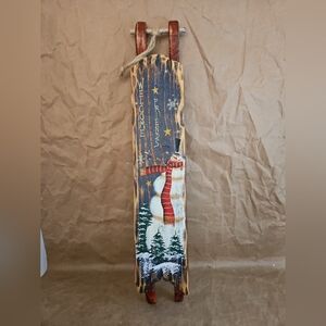 Snowman Christmas Wood Handmade, Handpaintd Cottagecore Country Rustic  20" Sled